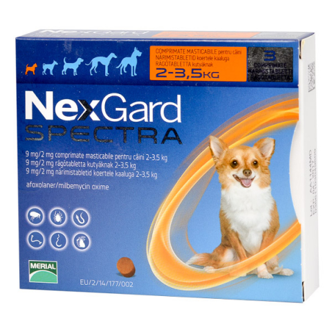 Pastilă - Nexgard Spectra Dog XS (2-3.5kg) - deparazitare externă pentru câini