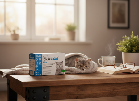 Selehold Pisici 45 mg (2,5 – 7,5 kg) – Pipetă antiparazitară spot-on [1]
