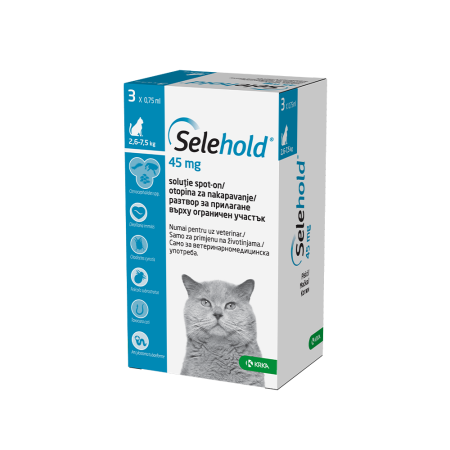 NOUTATI - Selehold Pisici 45 mg (2,5 – 7,5 kg) – Pipetă antiparazitară spot-on