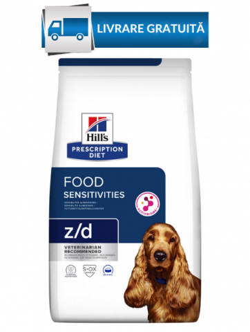PENTRU CÂINI - 3kg Z/D Hills PD Canine Ultra , hrană uscată dietă veterinară pentru câini cu probleme dermatologice - Pret special cu livrare gratuita