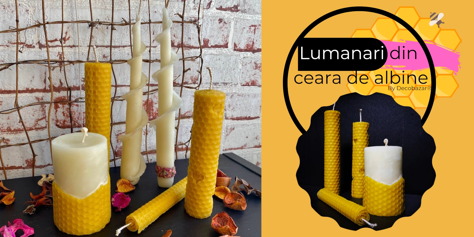 Lumanări handmade decorative din ceară de albine – decobazar.eu