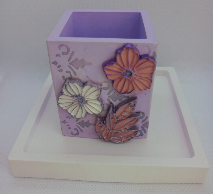 Set decorativ pahar mov cu floricele [18]
