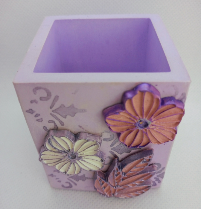 Set decorativ pahar mov cu floricele [24]