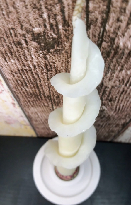 Lumanare decorativa din ceara naturala de albine + suport rotund din ceramica handmade [5]