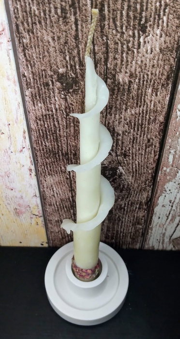 Lumanare decorativa din ceara naturala de albine + suport rotund din ceramica handmade [3]