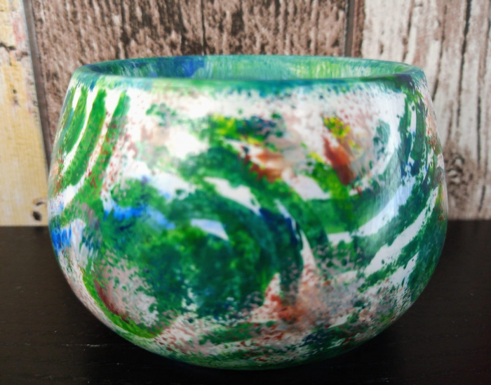 Recipient  -  " green bowl", pictat manual, din ceramica. [3]