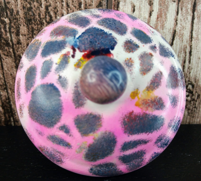 Recipient rotund  - "marbled pot",  pictat manual, din ceramica, cu capac. [7]