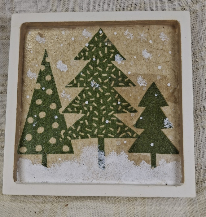 Set decorativ de Craciun - 'Brad & Rudolph' - lumanare plus suport din ceramica pictat manual [2]