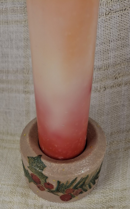 Set decorativ de Craciun - 'Long Candle 2' - lumanare plus suport din ceramica pictat manual [6]