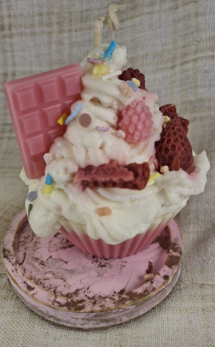 Set decorativ de Craciun - 'Melting Cupcake' - lumanare plus suport din ceramica [4]