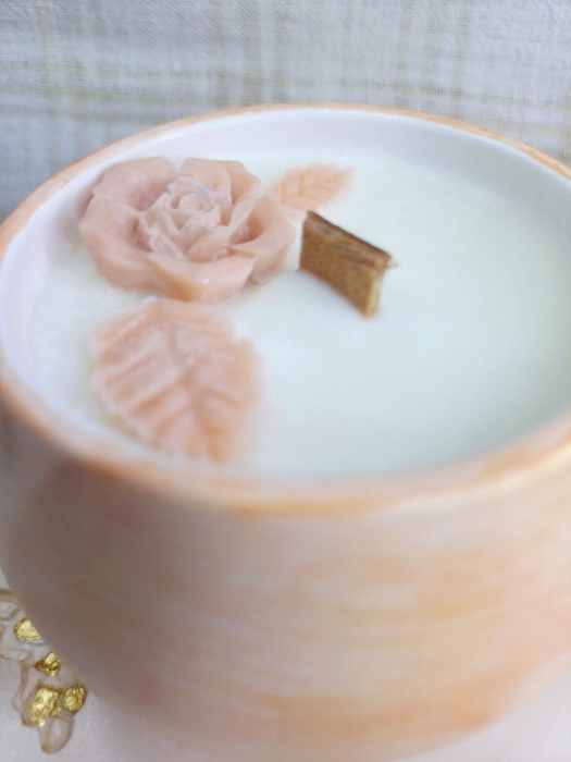 Set decorativ -  lumanare in recipient  rotund plus coaster din ceramica. [5]