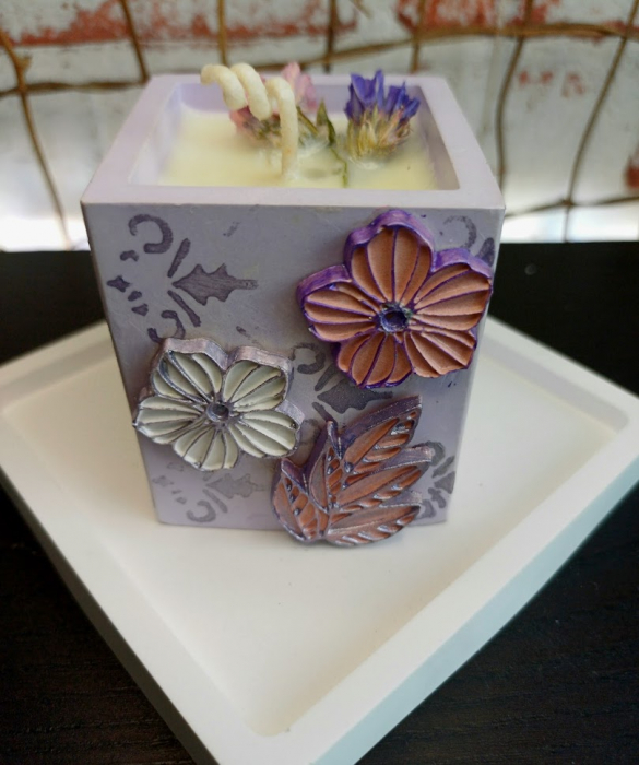 Set decorativ pahar mov cu floricele [16]