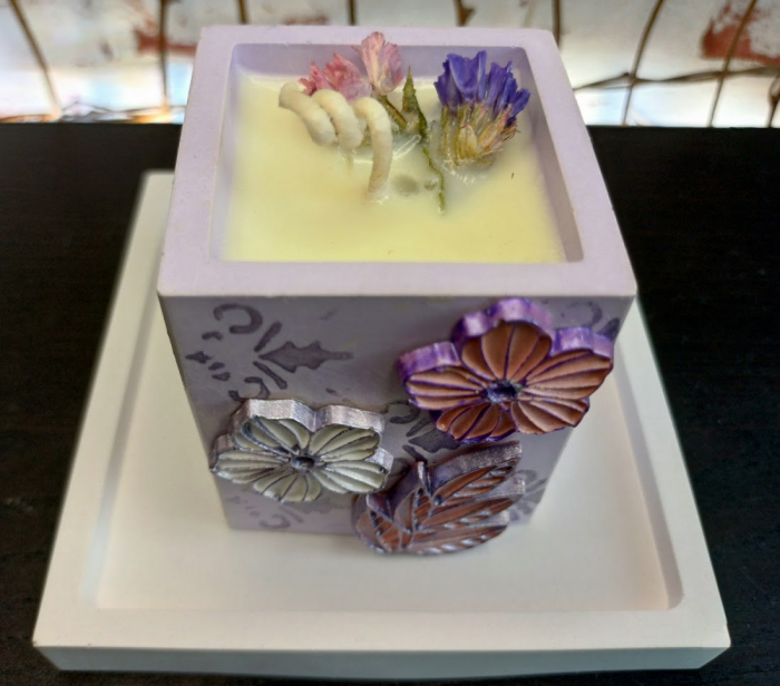 Set decorativ pahar mov cu floricele [17]