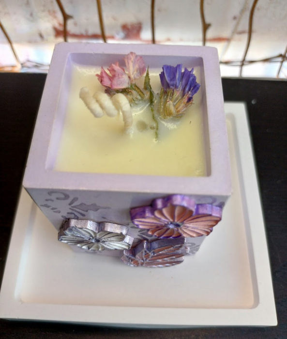 Set decorativ pahar mov cu floricele [3]