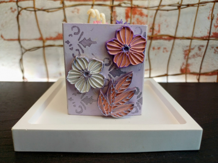 Set decorativ pahar mov cu floricele [27]