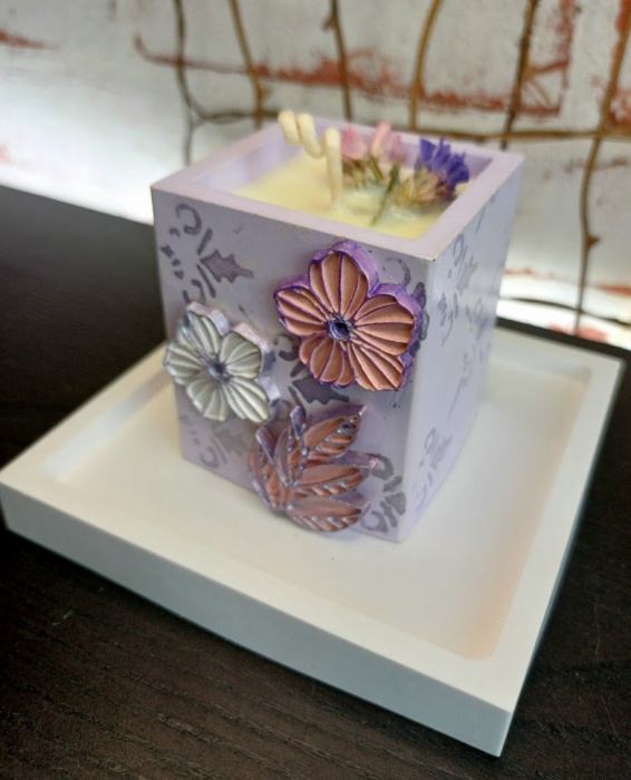 Set decorativ pahar mov cu floricele [13]