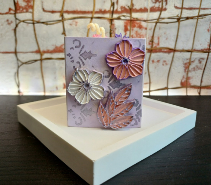 Set decorativ pahar mov cu floricele [15]