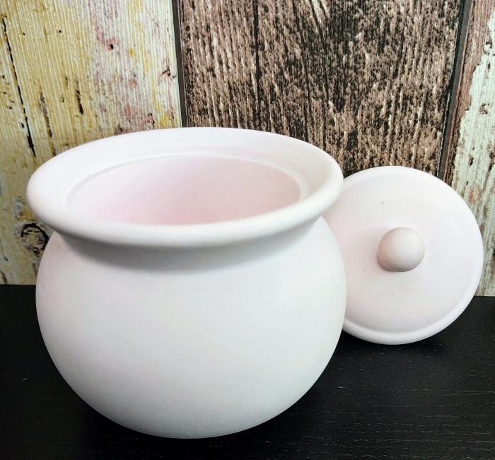 Recipient rotund din ceramica cu capac - handmade [5]