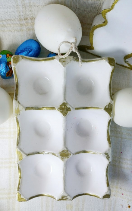 Suport de oua din ceramica handmade + 3 lumanari albe " ousoare parfumate " [4]