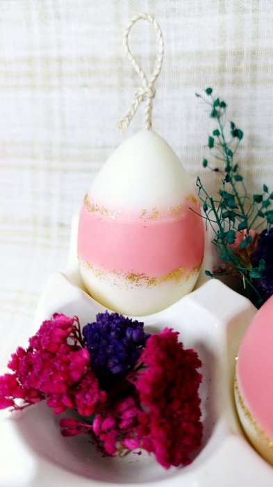 Suport de oua din ceramica handmade + 3 lumanari " ousoare parfumate " [6]