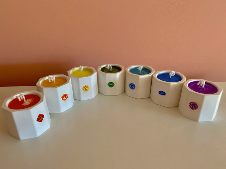 Chakra Series - Set lumanari " 7 Chakre "  in recipient ceramic mic.
