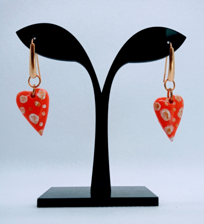 Bijuterii handmade - Cercei  inimioare cu buline