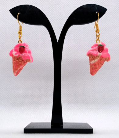 Bijuterii handmade - Cercei Cornetto roz