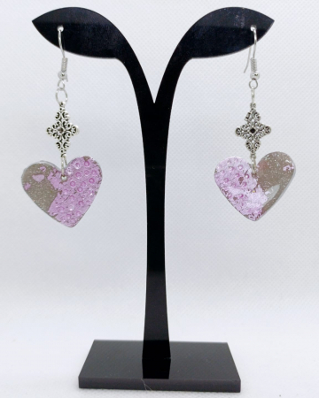 Bijuterii handmade - Cercei inimă - violet argintiu