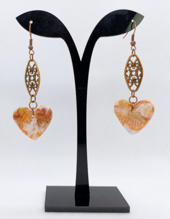 Bijuterii handmade - Cercei  "Inimioare" bronz