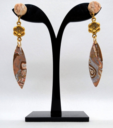 Bijuterii handmade - Cercei petale bronz/auriu