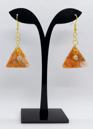 Bijuterii handmade - Cercei  "triunghi cu pietricica"