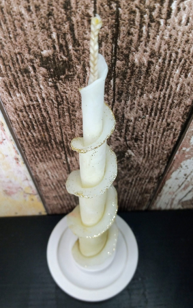 Lumanare decorativa din ceara naturala de albine + suport rotund din ceramica handmade [3]