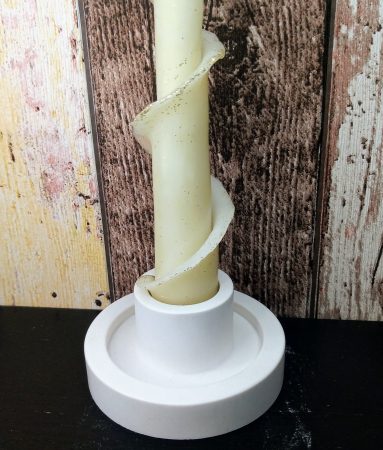 Lumanare decorativa din ceara naturala de albine + suport rotund din ceramica handmade [2]