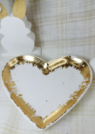 Ou alb cu flori din ceara de soia + suport in forma de inimă + iepuraș din ceramică handmade [2]