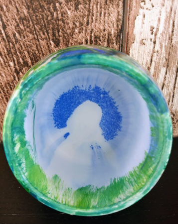 Recipient  -  " green bowl", pictat manual, din ceramica. [3]