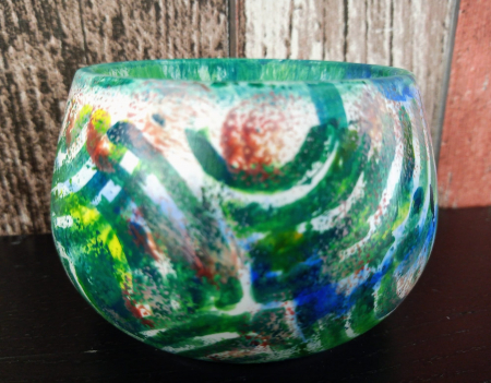 Ceramica handmade - Recipient  -  " green bowl", pictat manual, din ceramica.