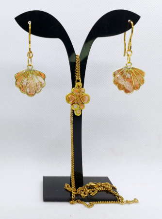Bijuterii handmade - Set cercei si colier  "evantai "