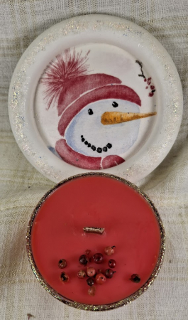 Seturi decorative - Set decorativ Craciun - om de zapada suport ceramic plus lumanare in sticla