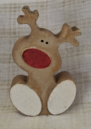 Set decorativ de Craciun - 'Brad & Rudolph' - lumanare plus suport din ceramica pictat manual [4]