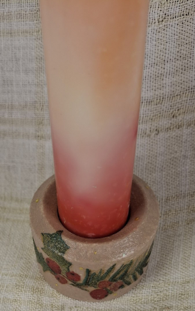 Set decorativ de Craciun - 'Long Candle 2' - lumanare plus suport din ceramica pictat manual [5]