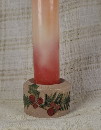 Set decorativ de Craciun - 'Long Candle 2' - lumanare plus suport din ceramica pictat manual [6]