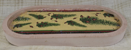 Set decorativ de Craciun - 'Red Gold & Green' - lumanare plus suport din ceramica pictat manual [9]