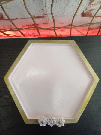 Set decorativ - farfurie cu flori aurii [2]