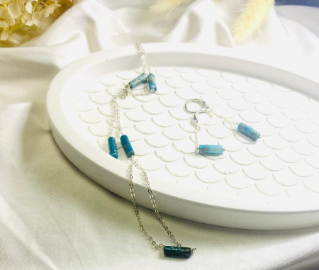 Set elegant din jasp imperial albastru - colier si cercei