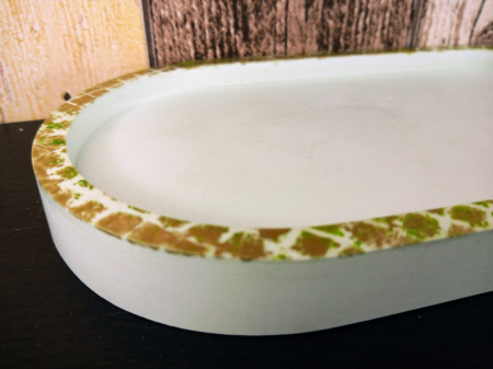 Suport oval verde/auriu din ceramica [3]
