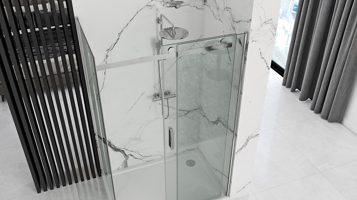 Cabină de duș culisantă  de colț mărime 100x80 cm culoare crom lucios sticlă securizată de 6 mm model Marten Chrome [5]
