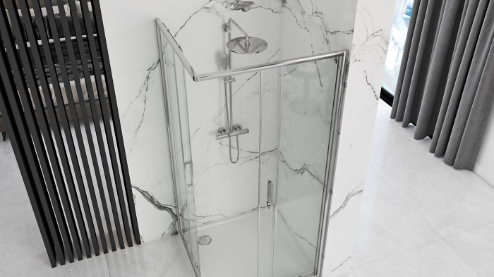 Cabină duș culisantă de colț mărime 90x90 culoare crom Punto [5]