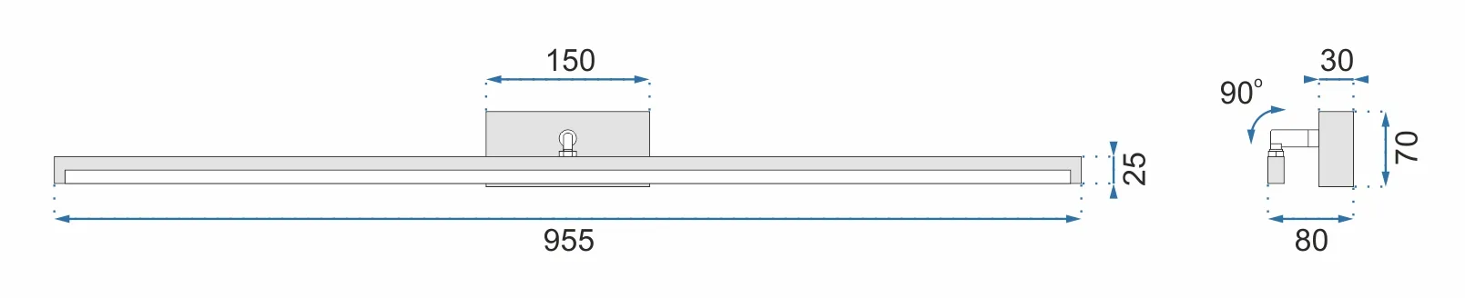 Aplică de baie LED pentru oglindă culoare albă lungime 100 cm model APP376-1W White [7]