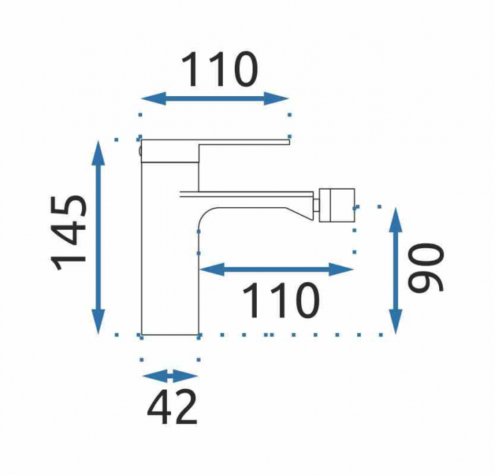 Baterie bideu culoare auriu înălțime 14 cm material alamă model Storm Gold [4]