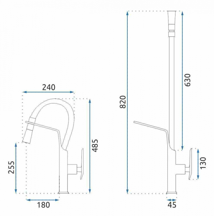 Baterie bucătărie culoare auriu înălțime 48 cm material alamă model Castor Black Gold [4]